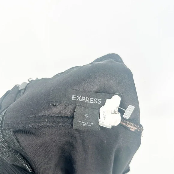 Express Womens Black Silk Beaded Halter Y2K Glam Cocktail Babydoll Top Size 4 - Picture 6 of 8